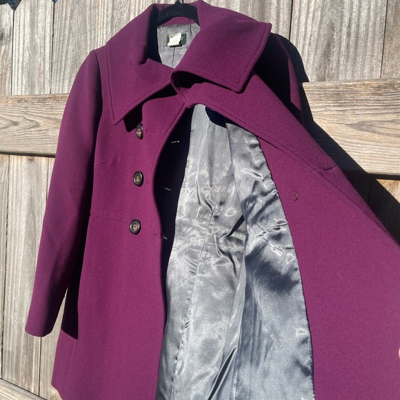 J. Crew Women's Aubergine Merlot Rich Purple Wool Car Coat Size P 10 - Picture 12 of 14